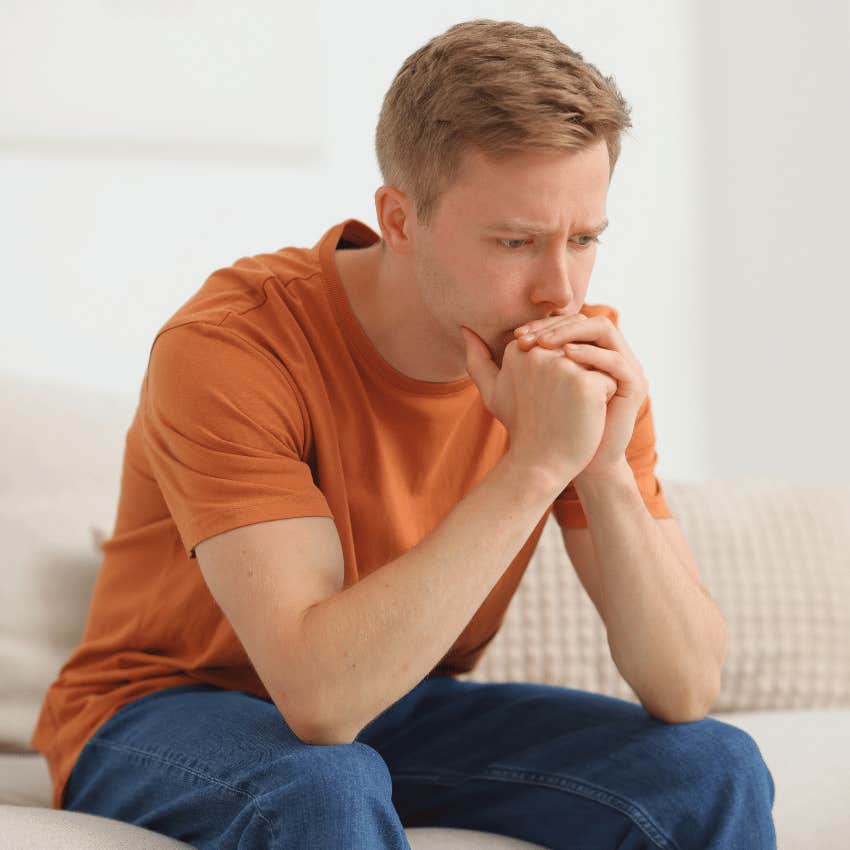 man going through a difficult season life reminding himself you're never alone