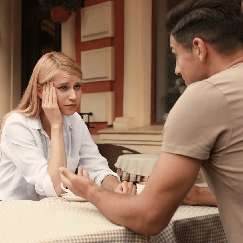 woman with high self respect cutting person who constantly complains without seeking solutions out of their lives