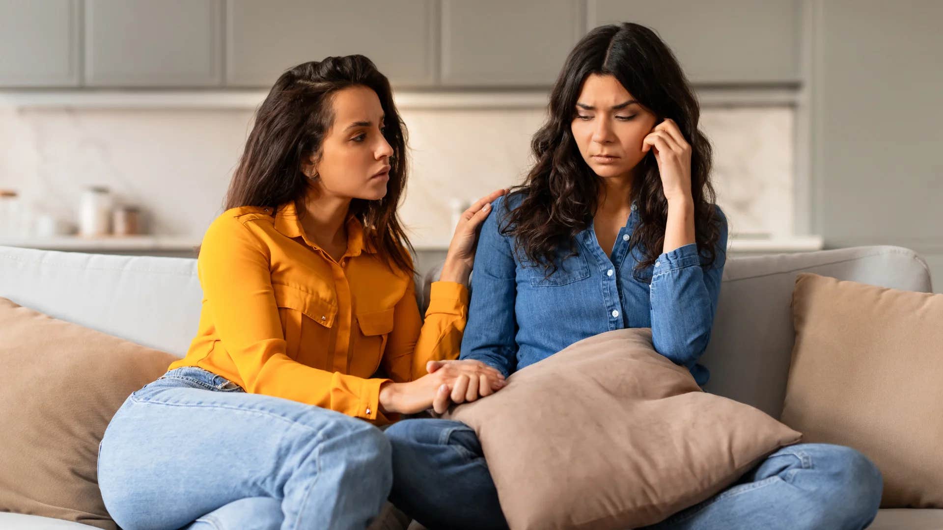 woman who knows better than to give unsolicited advice telling her friend do you have any thoughts on how you'd like to handle this