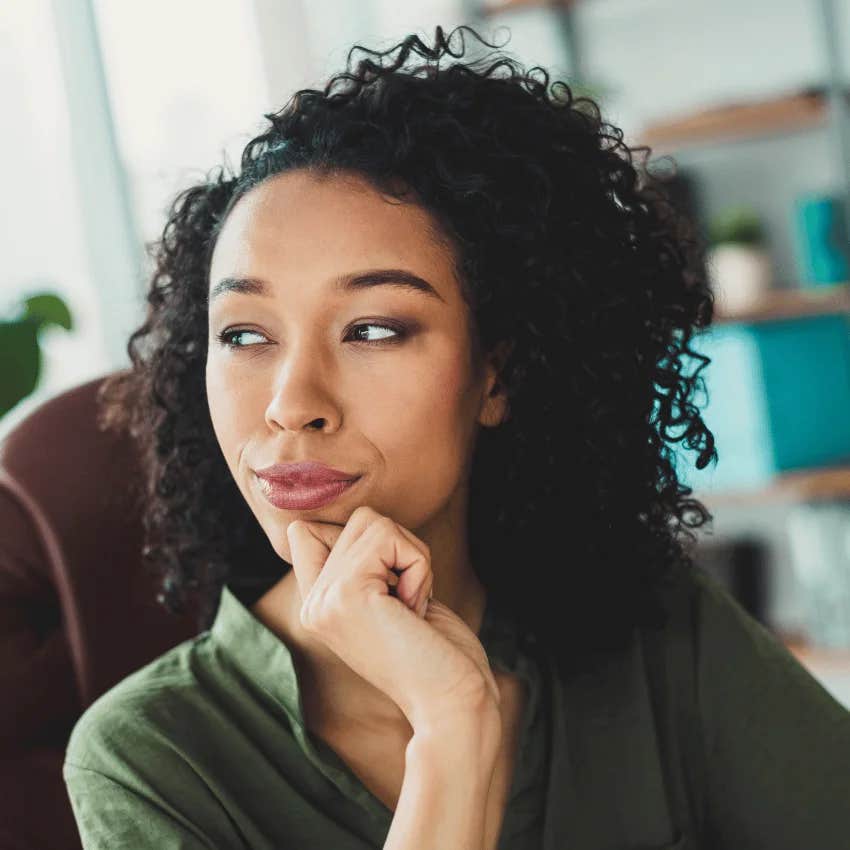 woman who feels mentally weak looking to the side 