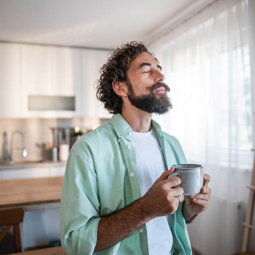 man who values himself not chasing people anymore meditating at home