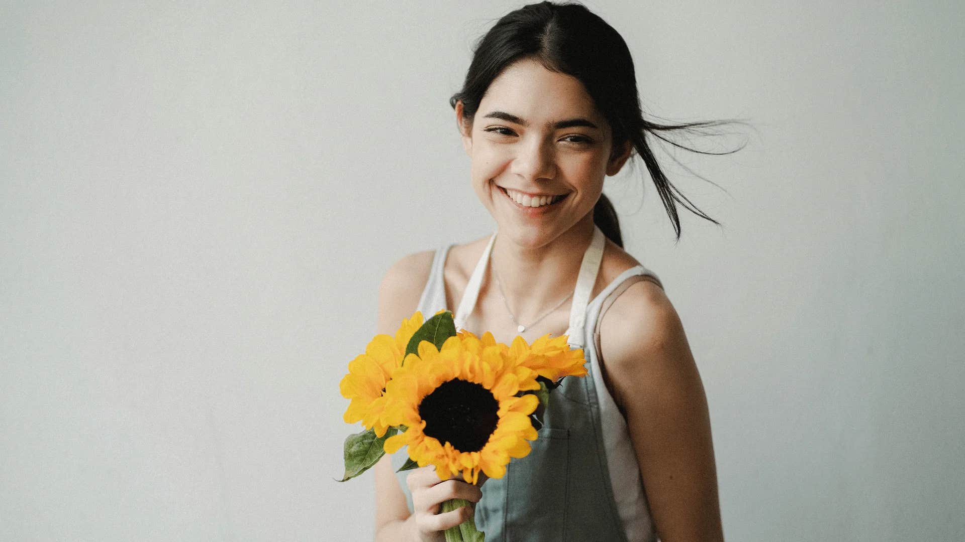 young woman with amazing luck being optimistic