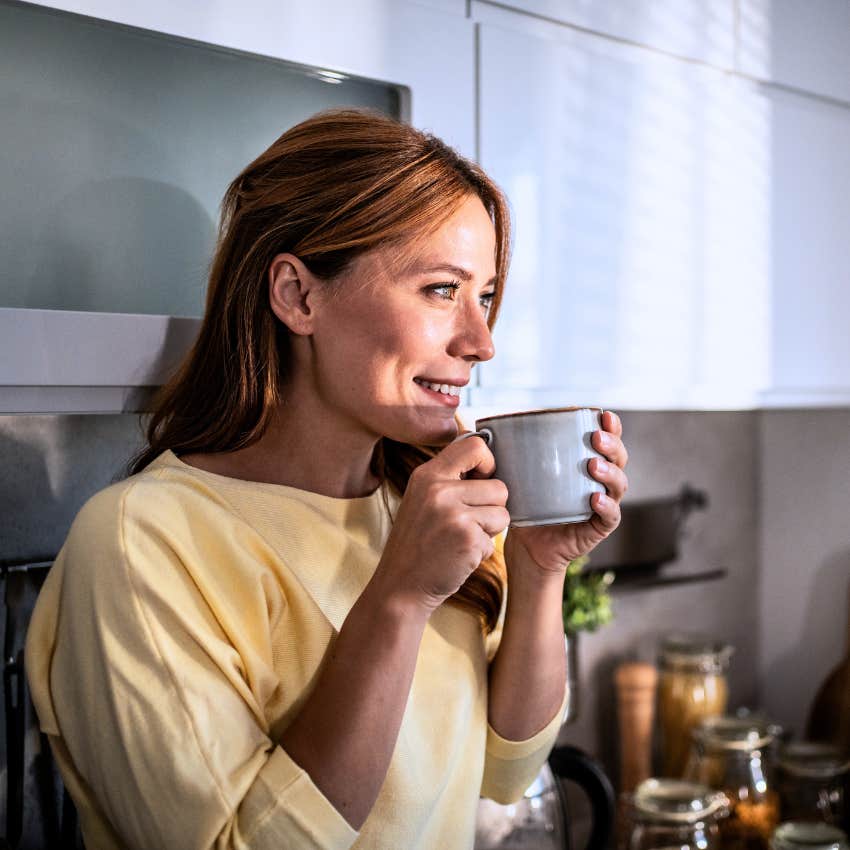 Woman spending time alone all day and having a quiet morning.