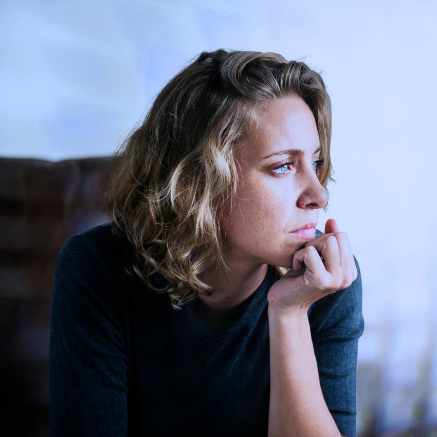 Woman self-isolating when things go wrong at home.