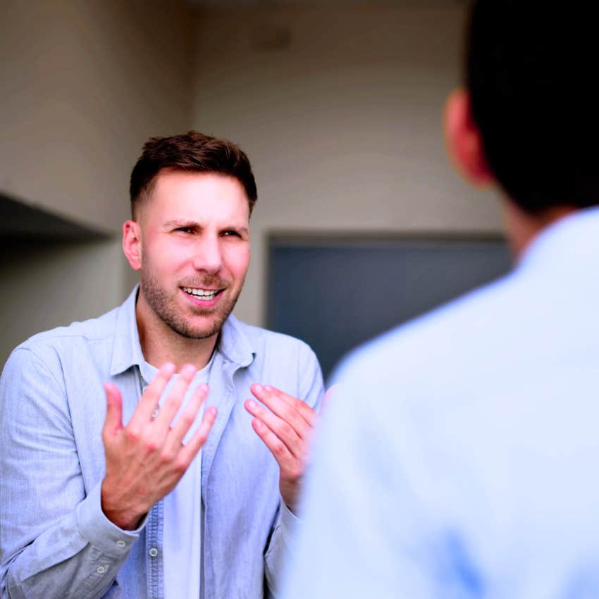 man angry with friend for changing plans saying you always do this