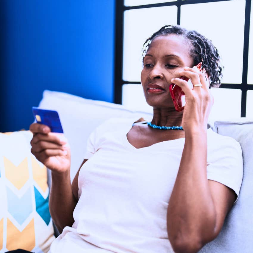 Woman getting stingy with generosity at home.