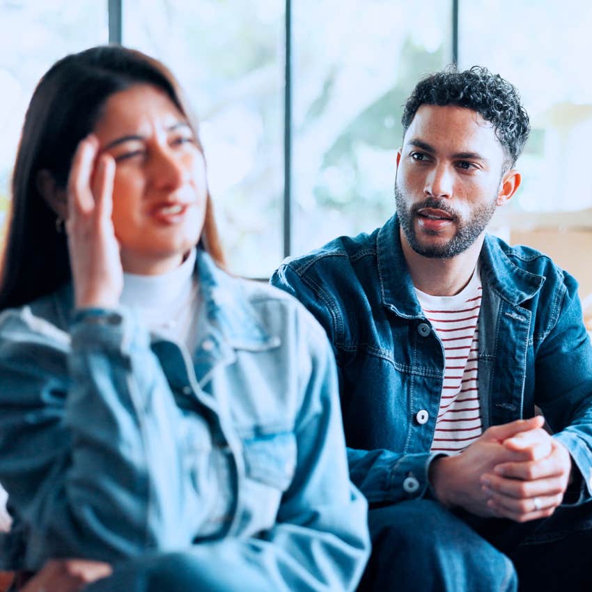 man struggling to speak about his emotions with his partner