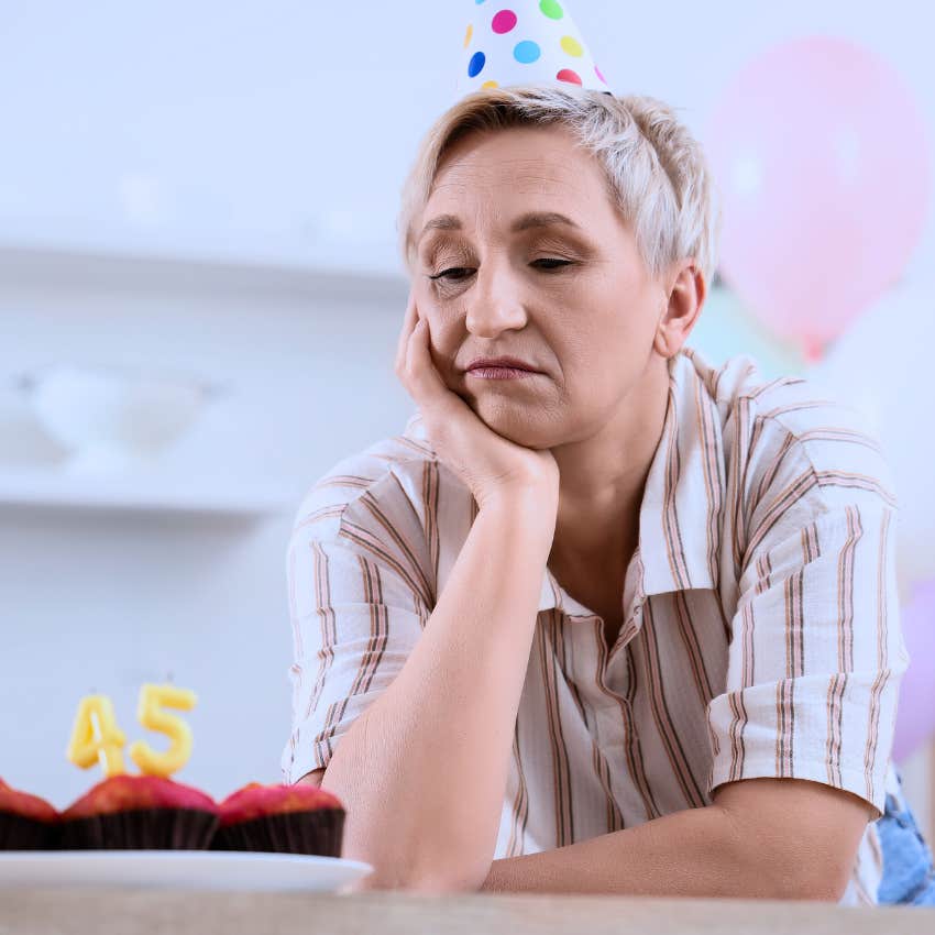 awkward woman feeling weird on her birthday