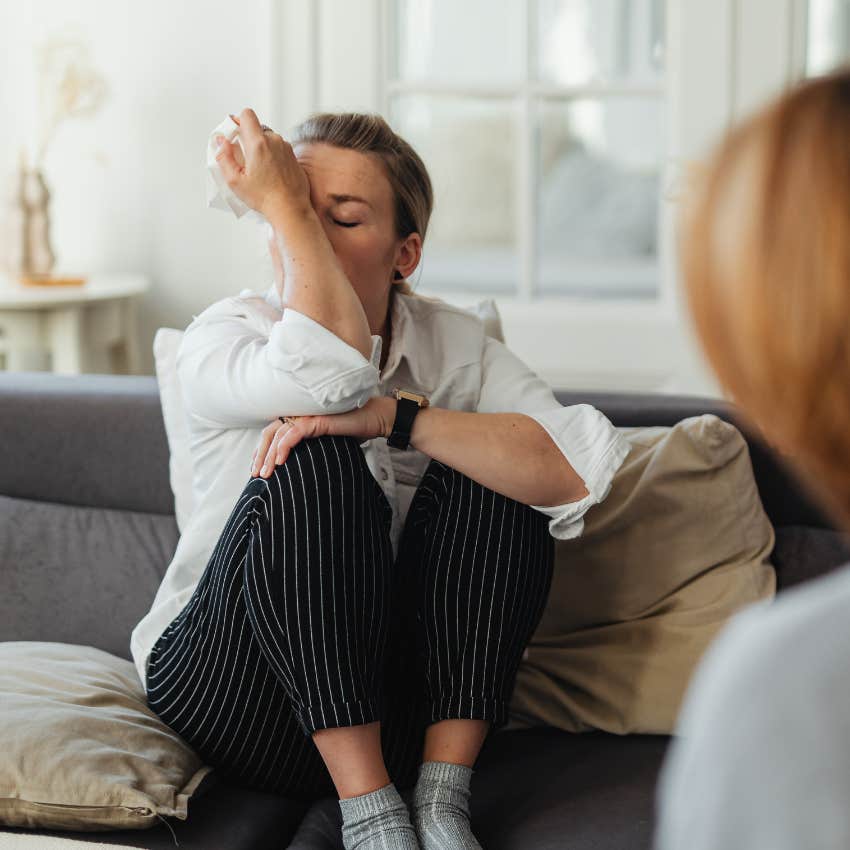 woman intellectualizing her pain