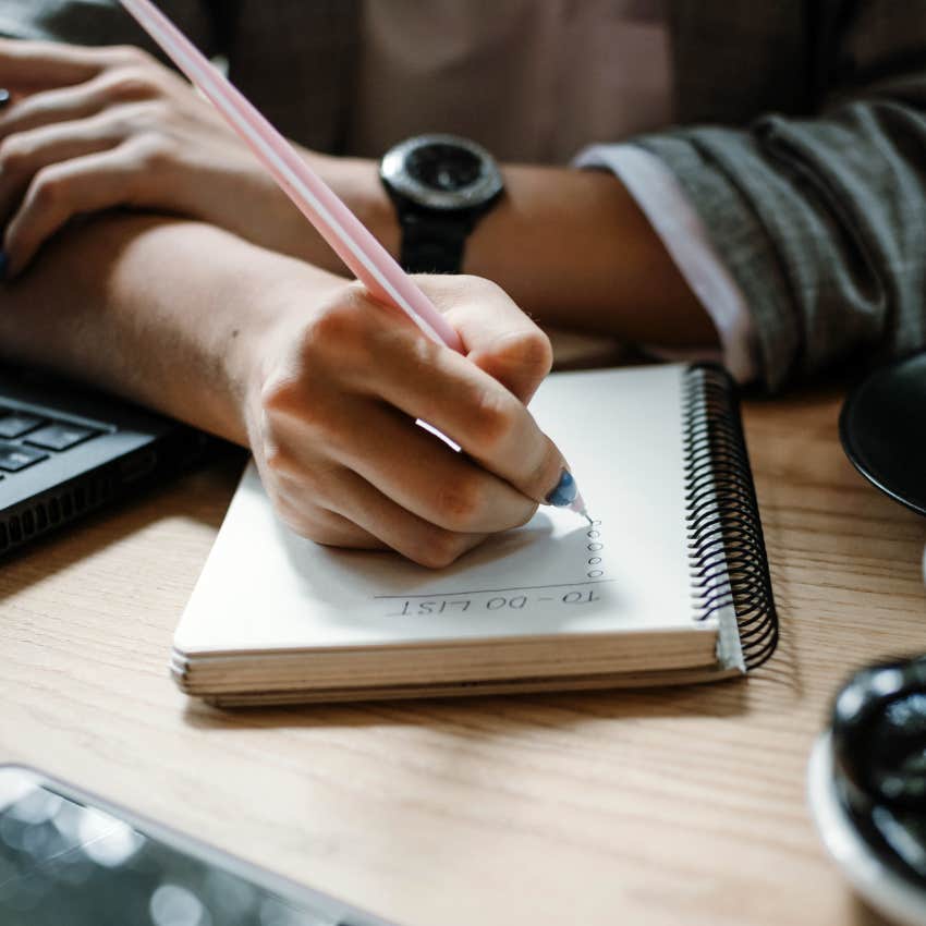person keeping a to do list