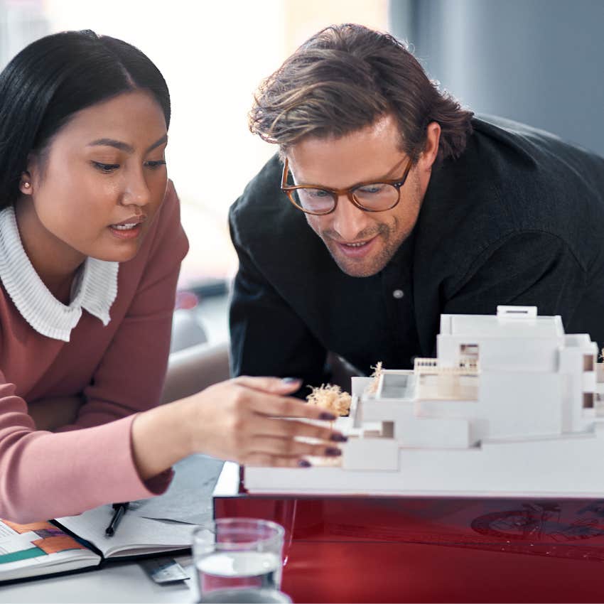 man and woman paying attention to details