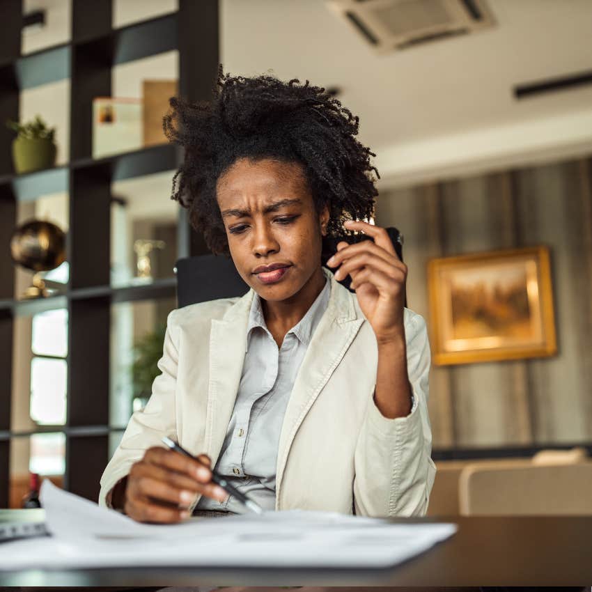 busy woman in her 40s with no free time working hard