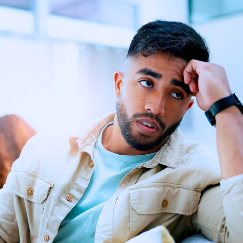 pensive self-pitying man thinking discomfort is a bad thing