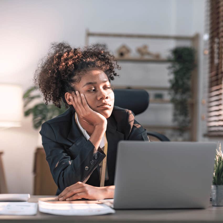 woman wondering why her life is boring and insufferable staying in her comfort zone