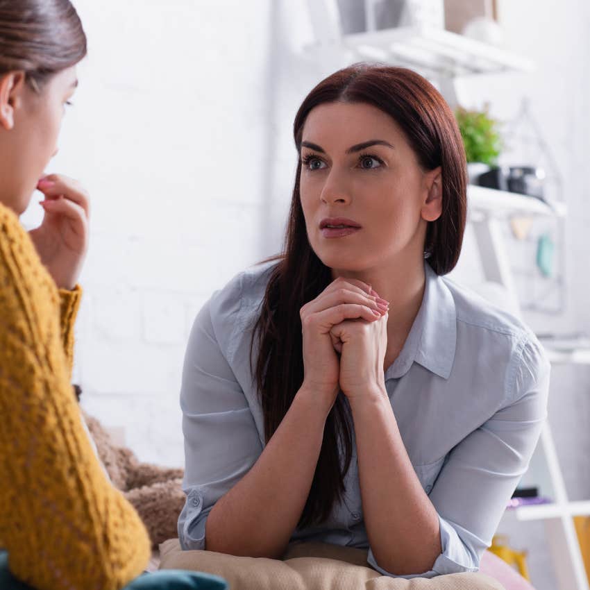 logical woman ignoring her intuition telling friend that's your opinion