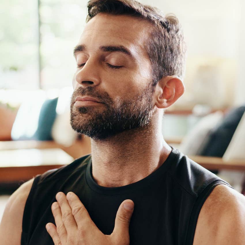 man meditating to calm himself in quietness