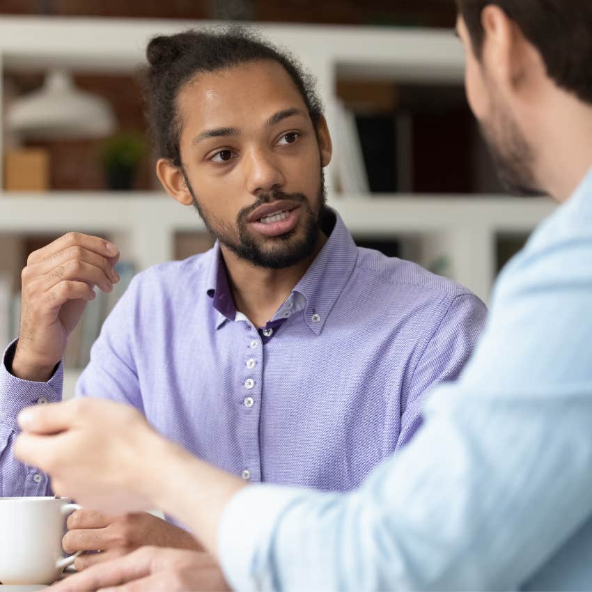 awesome man being upfront with friend saying what he means