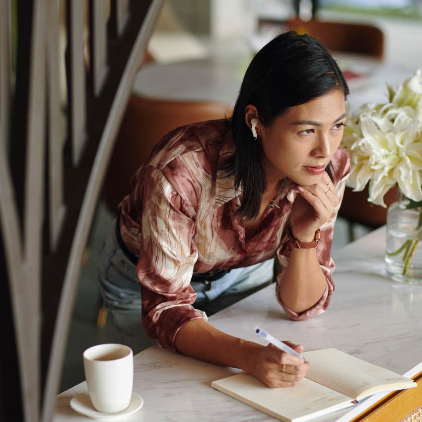 empathic woman reflecting on a conversation saying i could have acted differently