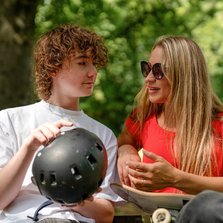 teens with good communication skills talking outside