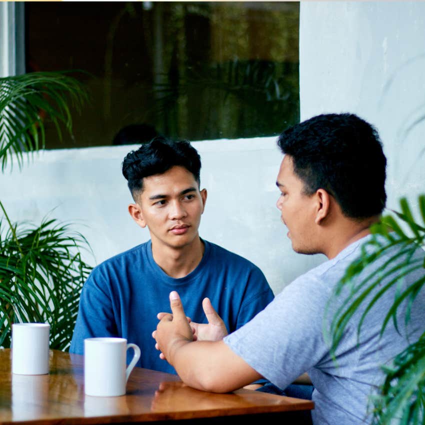 person questioning their good luck in conversation with friend