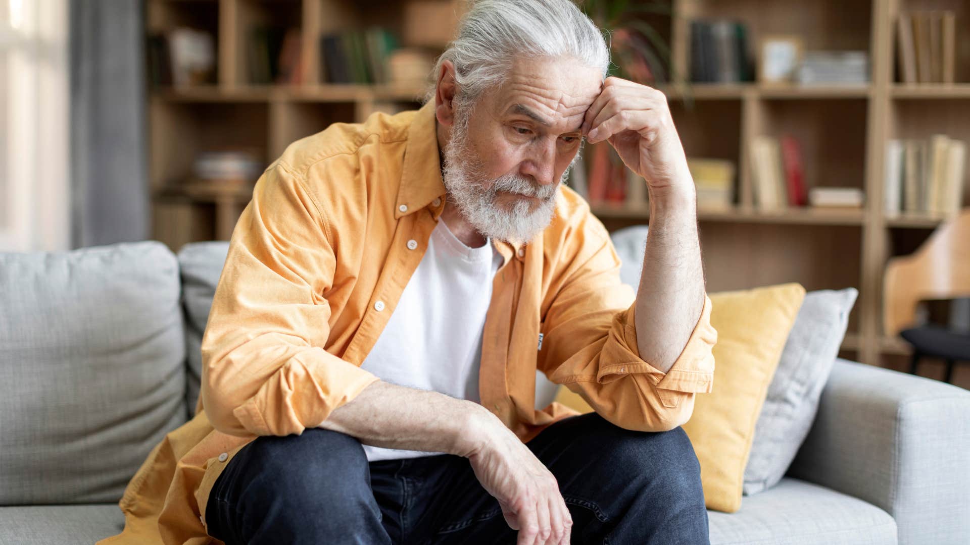 boomer man struggles in silence because he no longer has a career to rely on