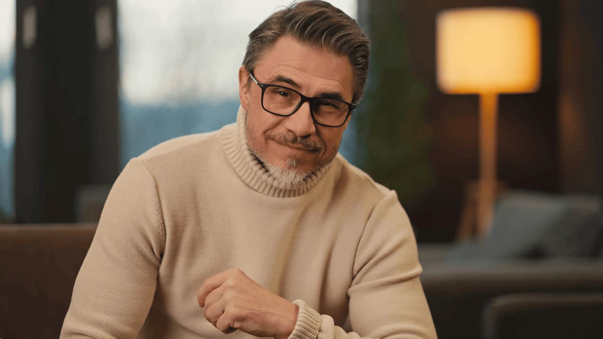 smiling boomer man wearing designer label clothing