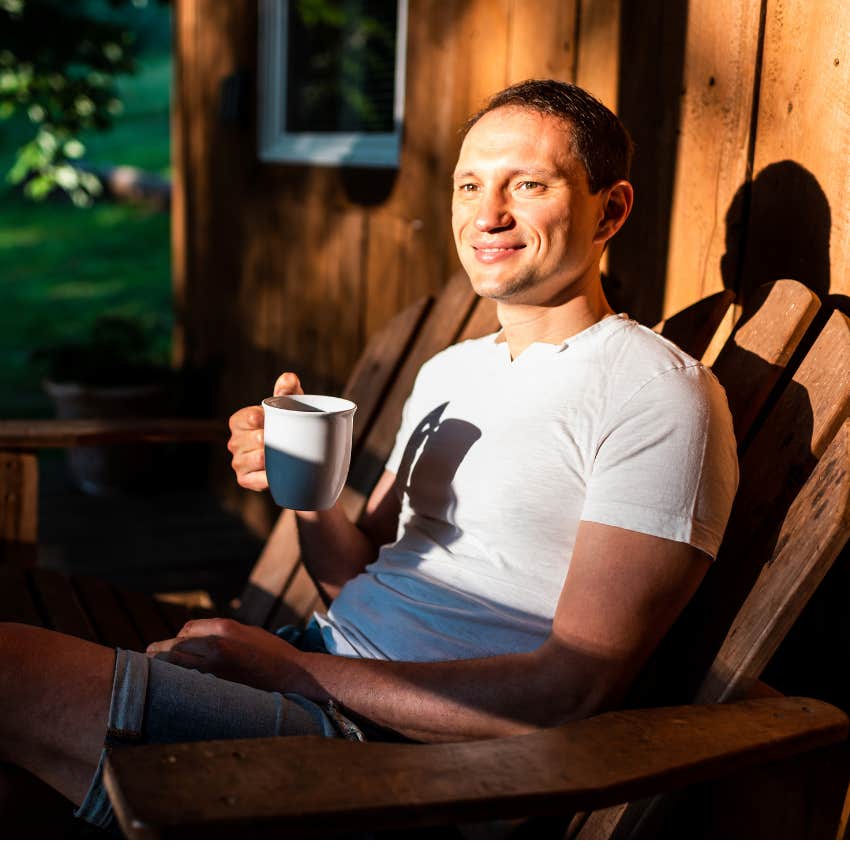 introvert enjoying quiet afternoon alone on porch 