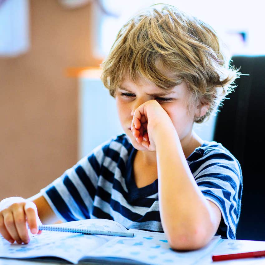 Little boy tolerating discomfort by living life at home.