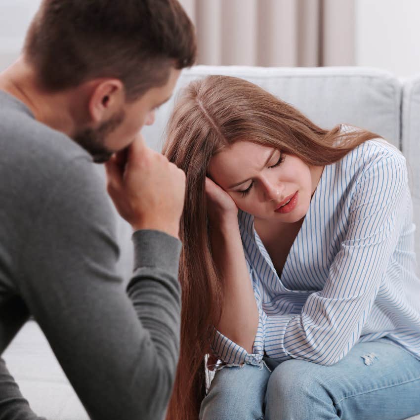 man trying to convince woman no one else will love her because her standards are too high