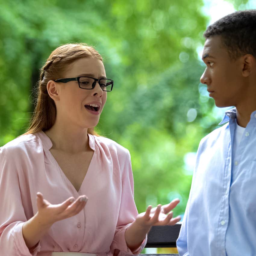 miserable woman complaining to friend