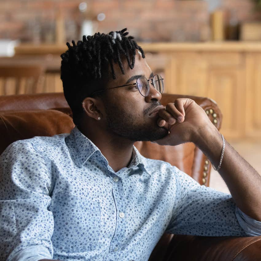 man slowly losing his integrity thinking everything has been crazy lately