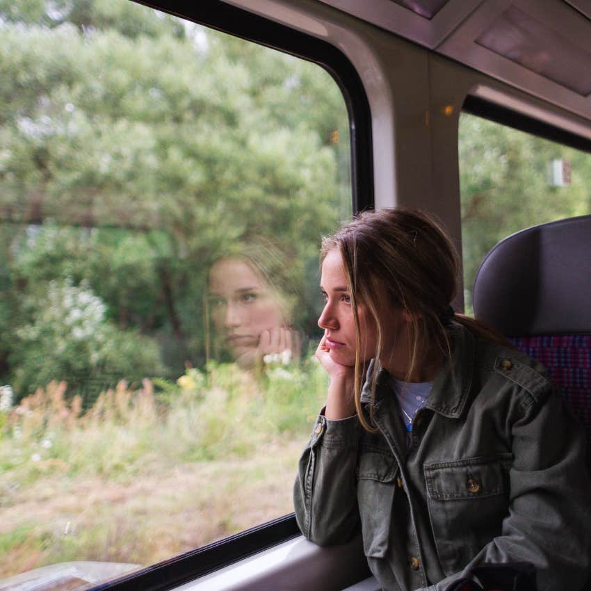 woman with a high IQ sitting alone with uncomfortable questions