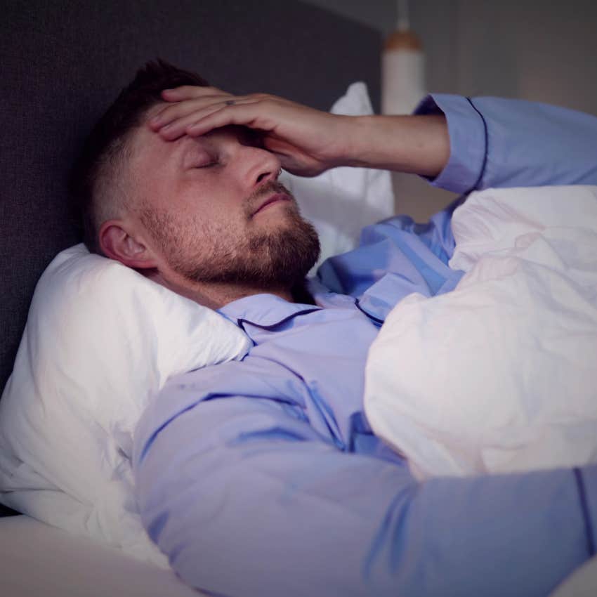 smart man who can't fall asleep because his brain keeps replaying past moments