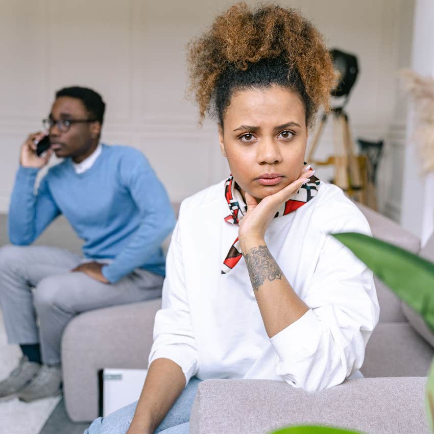 annoyed smart woman not saying anything about partner's repeated behaviors