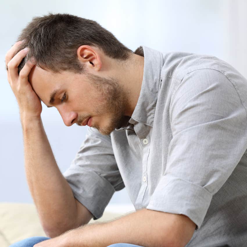 man feeling guilty and overwhelmed by life