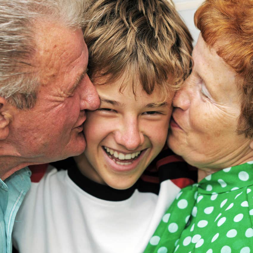 gen z teen with his grandparents
