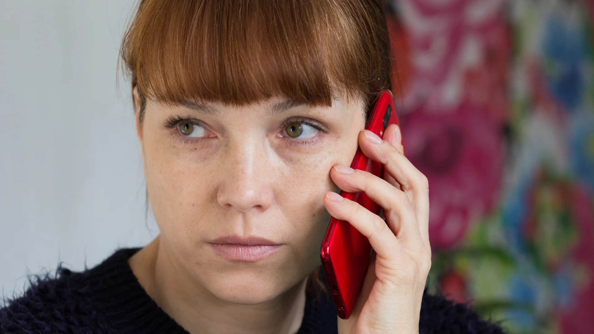 assertive woman on phone saying i'd rather be alone
