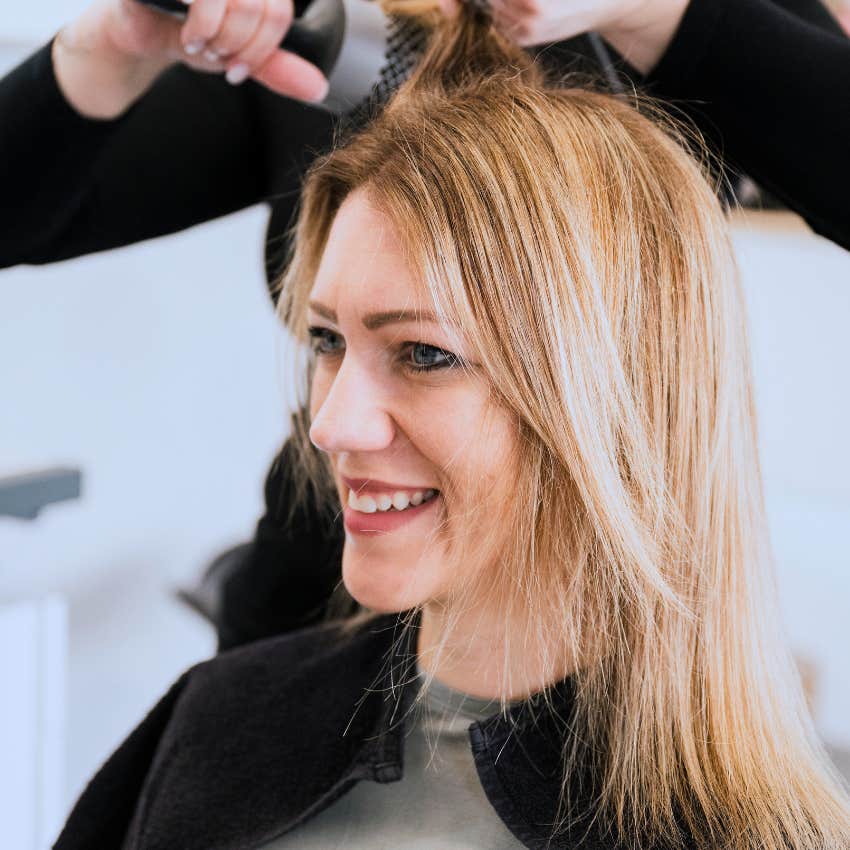 rich woman getting beauty maintenance at the hair salon