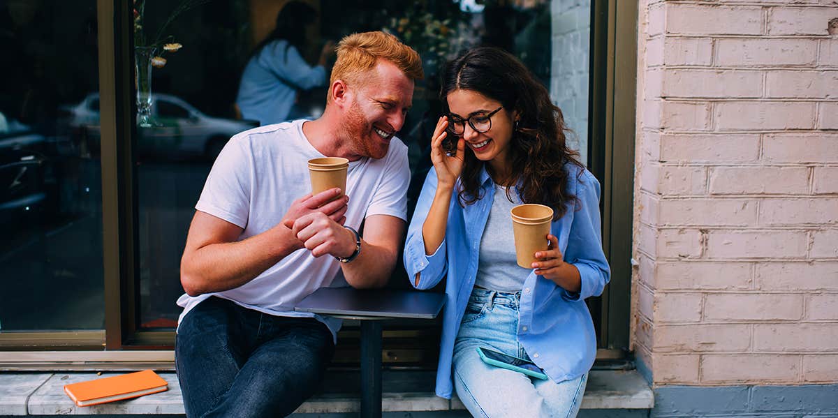 man and woman on date