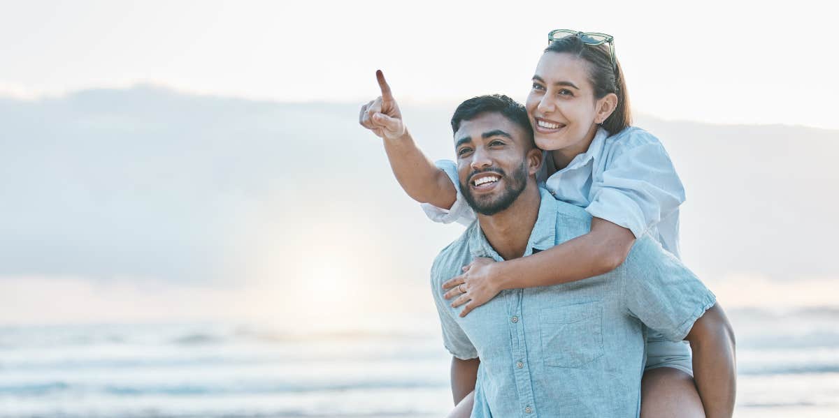 woman and man on beach