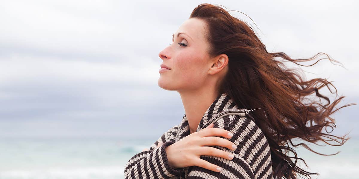 woman sitting outside 