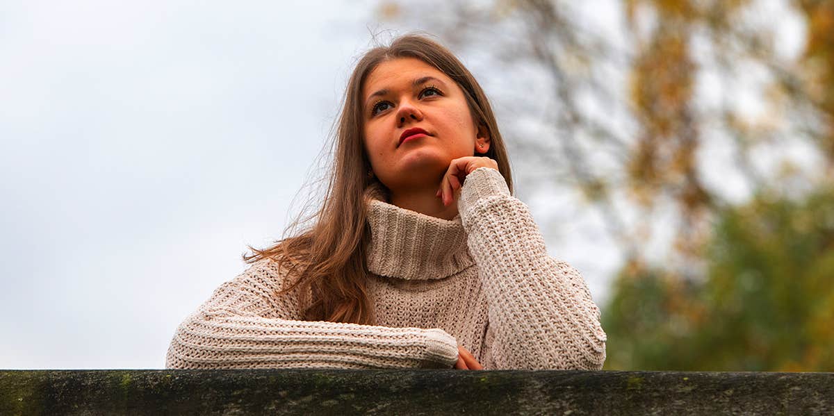 hopeless woman thinking alone