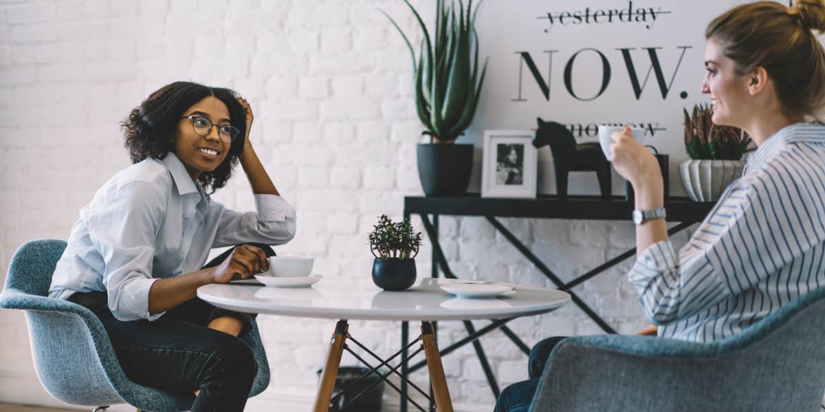 2 women talking