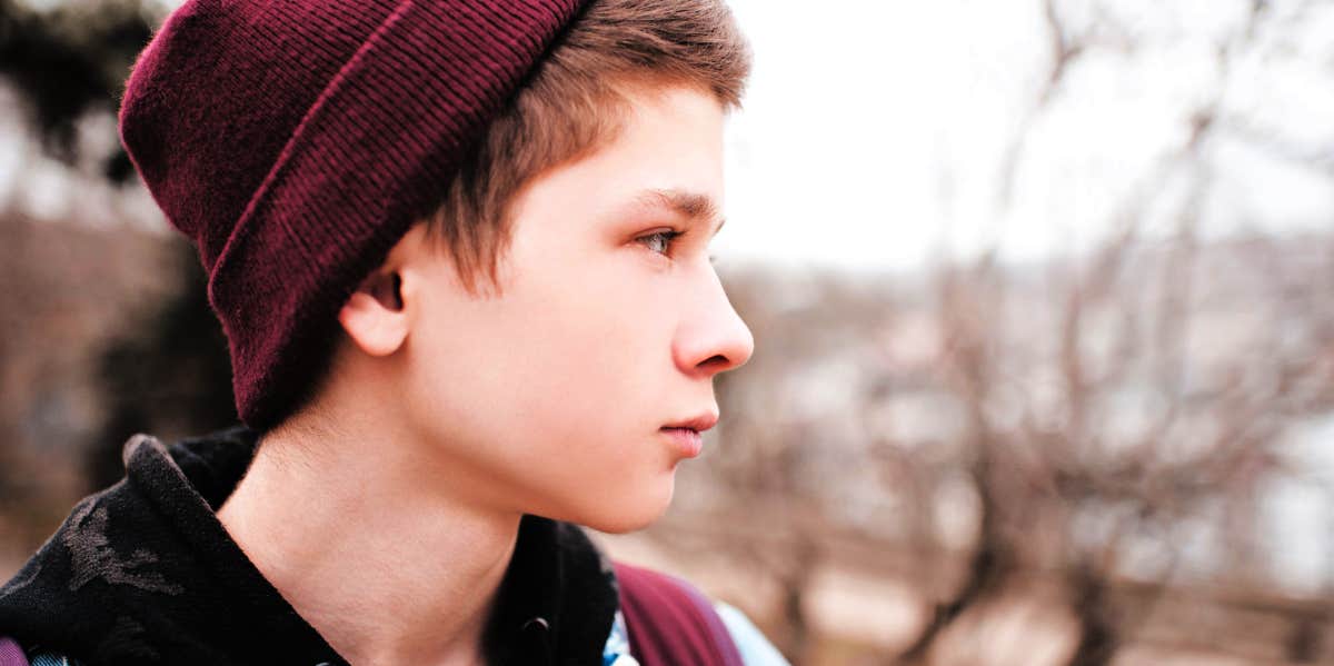 young teen boy wearing beanie