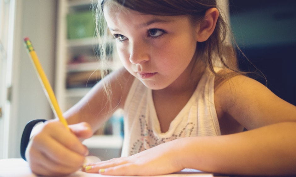 girl doing homework