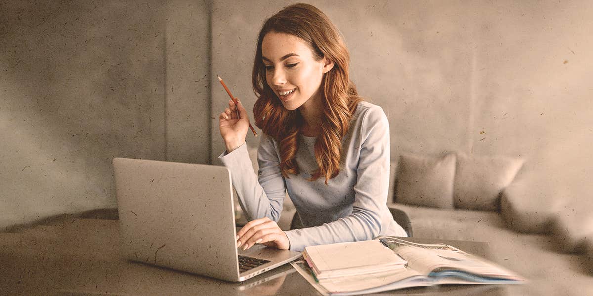 woman on computer