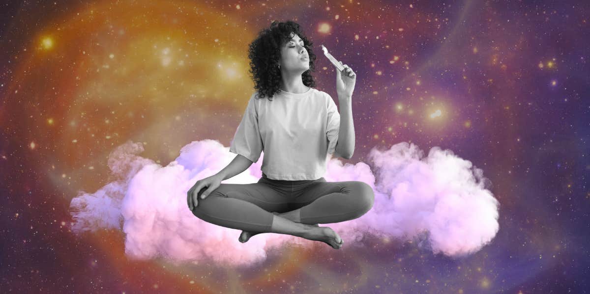 5 Fake Spiritual Gestures That Are The Opposite of Evolved woman blowing out candle flame sitting on cloud