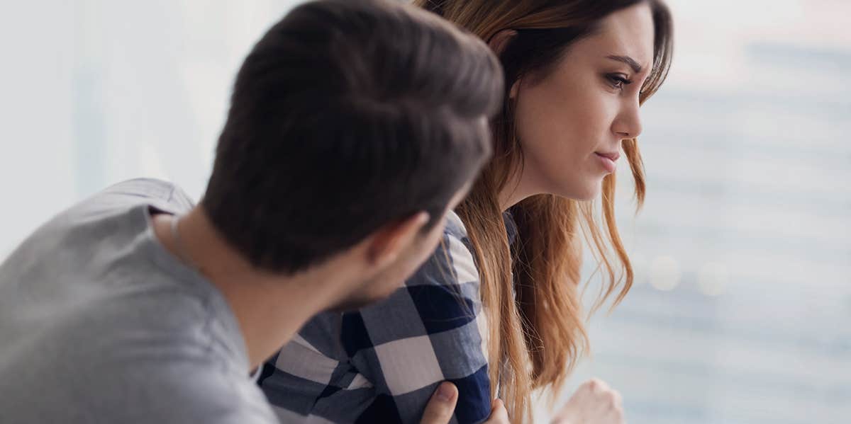 woman looking sad