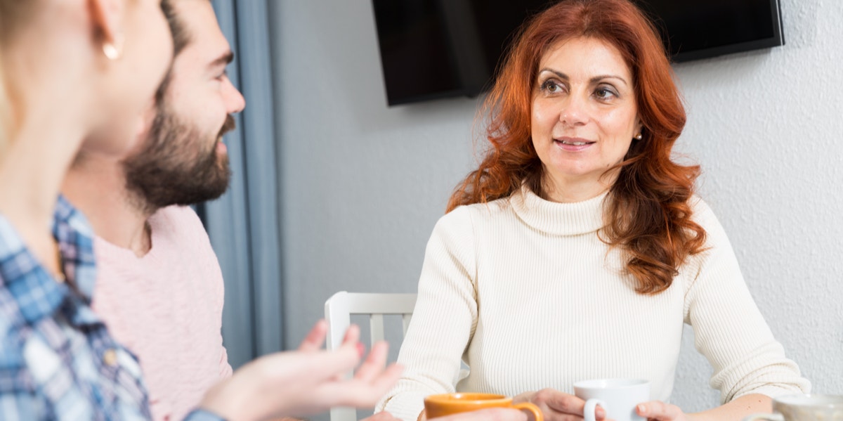 couple talking to mother in law