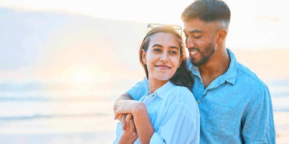 happy couple at the beach